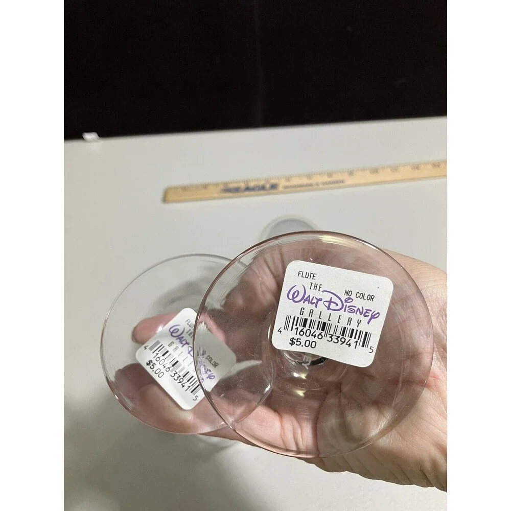 Y2K Vintage Disney Gallery Champagne Glass Flutes Mickey Mouse Set Of 2 - Picture 5 of 5